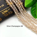 Faceted Silver Champagne AB crystal glass beads with iridescent coating for DIY jewelry - Size 1 (Approx 2mm) / Silver Champagne AB Color