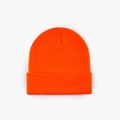 Classic bright orange ribbed knit beanie with stylish double-layered turn-up cuff design - One Size / Neon Orange