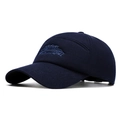 Gorra de béisbol de algodón azul oscuro con bordado de letras en azul claro - Azul marino