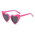 Fashion heart shaped sunglasses in vibrant pink frame with dark grey lenses - Rose Red Frame Grey Lens