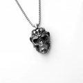 Vintage stainless steel skull pendant necklace for men with detailed rock gothic engraving - Large Skull Style