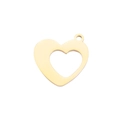 Detailed close-up of golden asymmetric hollow heart pendant with polished mirror finish - Gold Color Hollow Large Heart (MP503-2)