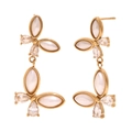 Elegante 18K vergulde roestvrijstalen vlinder oorbellen met parels en fonkelende zirkonia - Parel Zirconia Vlinder Oorknopjes / Goud