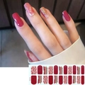 Red and gold glitter nail stickers SS-092, full wrap adhesive nail art decals for women - Red Gold Glitter Style (SS-092)