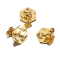 Hammered gold hexagon titanium steel stud earring component with textured finish - 12mm Hexagon / Gold