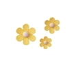 Close-up of three mini daisy flower magnets in yellow and pink for office or locker - Set of 3 / Yellow Flower