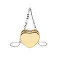Mini heart-shaped gold metallic crossbody bag with stylish silver ball chain strap - Gold