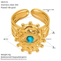 Tabla de tallas para anillo de acero chapado en oro con detalle de ojo turco verde - Estilo Mal de Ojo con Turquesa (SR351G)