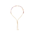 Adjustable gold tennis bracelet featuring colorful crystals and a sliding drawstring clasp - Multicolor Round