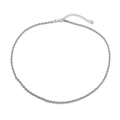 Detail of silver rope chain necklace with lobster clasp and adjustable extension chain - Steel 3mm