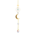 Detail of brass suncatcher with golden crescent moon and iridescent crystal prisms - Style 2