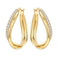 Boucles d'oreilles torsadées dorées avec pavé de zircons blancs et fermoir classique - Créole à Ligne Torsadée Double Couche 4379-GD