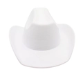 Classic white felt cowboy hat with wide brim and detailed stitching in British style - White (No Accessories)