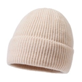 Gorro de punto cálido y elegante en color beige crema con textura suave para invierno - Beige Claro