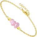 Verstellbares goldenes Edelstahlarmband mit natürlichen rosa Natursteinperlen - Rosenquarz Splitter