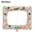 Inflatable graduation photo frame 60x55cm with doctor hats and celebratory text - 06 Graduation White Photo Frame