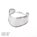 Minimalist wide wave cuff bracelet in polished silver stainless steel with open design - Thin Open Bangle / Steel