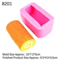 Pink silicone Swiss roll mold and cake results with 12x7.2x5cm dimension details - B201/Swiss Roll / Pink