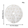Mini 40cm white plush Christmas tree skirt with golden stars and size measurements - N2-24 Mini Gold Star