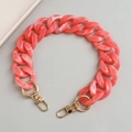 Acrylic handbag chain strap with pink marble texture and gold metal lobster clasps - Dual-color Pink