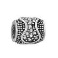 Silver bead charm for DIY bracelets with inlaid crystals and floral vintage patterns - Silver Floral Bead (#31)