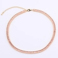 Choker dorato elegante con cristalli rettangolari rosa e chiusura a moschettone regolabile - Oro 18K 2,5 * 5 mm Rosa Orizzontale