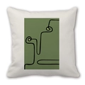 Modern minimalist white cushion cover featuring an abstract olive green rectangular pattern - 45cm Cushion Cover / 2310-9/White Olive Green Center