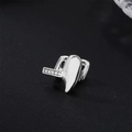 Silver hip hop tooth grillz with sparkling clear cubic zirconia stones on black background - Fangs / Silver