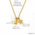 Detailed size specifications for stainless steel ocean animal and pearl charms necklace - Sea Lion Turtle Pearl Style (ZN1971G)