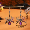 Gothic Halloween spider drop earrings with purple crystal and colorful metallic finish - Hook Style / Colorful Spider