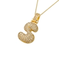 Hip hop style gold S-letter pendant with pave-set cubic zirconia on a box chain - Gold S