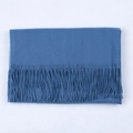 Soft solid blue cashmere-feel scarf featuring long tassels for autumn and winter warmth - Denim Blue