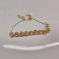 Adjustable golden heart link bracelet with sparkling heart-shaped zircon stones - Gold (4#)
