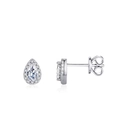 Elegantes pendientes de gota en plata S925 con moissanita corte pera y halo brillante - Estilo Halo Gota de Agua