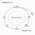 Bracciale da donna in acciaio argento con zircone tondo da 5,8 mm e catena regolabile - Argento Zirconia Trasparente