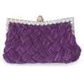 Lila handgewebte Abendtasche mit diamantbesetztem Metallrahmen und elegantem Verschluss - Lila