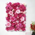 Pink and purple artificial flower wall panel with hydrangeas and silk roses - Candy Rose Red