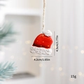 Mini resin Christmas hat ornament in red and white with yellow dots and hanging rope - Red Christmas Hat
