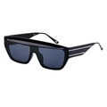 Chic black oversized square sunglasses for women with dark lenses and silver temple details - C3 Matte Black All Gray
