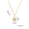 Halskette mit Sternanhänger aus Titanstahl mit Zirkonia an flacher geprägter Kette - 351 Goldene Stern Pentagramm Halskette
