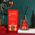 Christmas tree shaped reed diffuser set in green glass bottle with festive red gift box - Red Box-White Bottle / Hilton