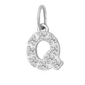 Silver stainless steel letter Q pendant with zircon inlay, 7mm size for DIY jewelry - Letter Q(ZP39269) / Steel