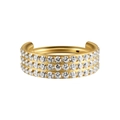 Three-row golden stainless steel nose ring with white cubic zirconia inlay closure - #6-Triple Row Hinged Clicker Zirconia / 1.2*8mm / Gold