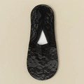 Women's elegant black floral lace invisible no-show socks for low-cut shoes - Black