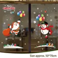 Christmas window sticker featuring Santa Claus and snowman static clings, size 50x70cm - Santa Snowman Balloon