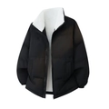 Giacca imbottita unisex nera a collo alto con fodera in pile bianco per l'inverno freddo - S / Nero Ossidiana