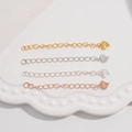 S925 sterling silver heart extender chains in gold silver rose gold and platinum finishes - Heart Tag / Rose Gold