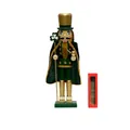 38cm St. Patrick's Day wooden nutcracker with gold and green accents and shamrock scepter - 38cm / Gold Green Irish