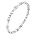 Brazalete minimalista de acero inoxidable plateado con diseño de bambú y cierre magnético - Sección de Bambú Color Acero