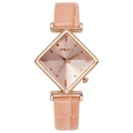 Orologio al quarzo da donna con cassa a rombo oro rosa e cinturino in pelle rosa - Rosa